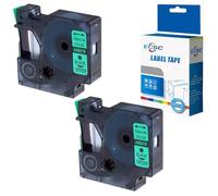 ECSC Compatible Label Tape Replacement for Dymo LabelManager 100 LabelManager 120P LabelManager 150 LabelManager 160 LabelManager 200 LabelManager 210D (12mm) (Black on Green, 2-Pack)