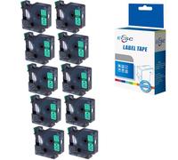 ECSC Compatible Label Tape Replacement for Dymo LabelManager 100 LabelManager 120P LabelManager 150 LabelManager 160 LabelManager 200 LabelManager 210D (12mm) (Black on Green, 10-Pack)
