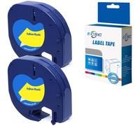 ECSC Compatible Label Tape Replacement for Dymo LetraTag LT-100H Dymo LetraTag LT-100T Label Tape S0721620 (Black on Yellow, 2-Pack)
