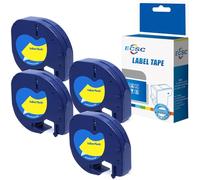 ECSC Compatible Label Tape Replacement for Dymo LetraTag LT-100H Dymo LetraTag LT-100T Label Tape S0721620 (Black on Yellow, 4-Pack)