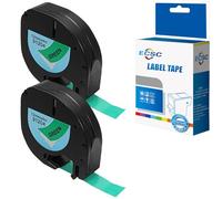 ECSC Compatible Label Tape Replacement for Dymo LetraTag LT-100H LetraTag LT-100T LetraTAG QX50 LetraTAG XR Label Tape S0721640 (Black on Dark Green, 2-Pack)