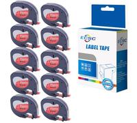 ECSC Compatible Label Tape Roll Replacement for Dymo LetraTag LT-100H, LetraTag LT-100T, LetraTAG QX50, LetraTAG XR Label Tape 91203 / S0721630 (Black on red, 10-Pack)
