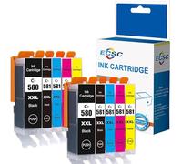 ECSC PGI-580XXL CLI-581XXL Ink Cartridge Replacement for Canon Pixma TR7500 TR7520 TR7550 TR8500 TR8520 TS705 TS6100 TS6150 TS6151 TS6200 Large Black,Small Black,Cyan,Magenta,Yellow (10 Pack)