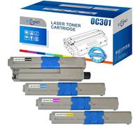 ECSC Toner Cartridge 44973536, 44973535, 44973534, 44973533 For Printer, Compatible With Oki C301 C301DN C321 C321DN MC332DN MC340 (B,C,M,Y, 4-Pack)
