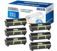 ECSC Toner Cartridge 60F2H00 / MX510 For Printer, Compatible With Lexmark MX310dn MX310dnw MX410de MX510de MX511 MX511de MX511dhe MX511dte (Black, 6-Pack)