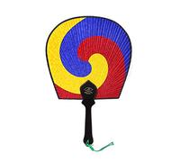 ECSD Korean Traditional Sam-Taegeuk Round Silk Hand Fan Medium 1+1pcs with Norigae 13"
