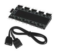 ECSiNG 10-Channel RGB Hub 10 Port PC Chassis Fan Hub PC Motherboard RGB Fan Extension Cable for Desktop Computer 5V 3-Pin