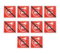 ECSiNG 10Pcs Car Charging Warning Sign No Electric Vehicle Charging Gloss Sticker Waterproof PVC Self Adhesive Sticker, 50x50mm