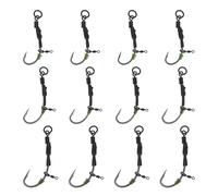 ECSiNG 12pcs Micro Swivel Style Fishhook Carbon Steel Carp Fishing Hook Ronnie Fishing Hook