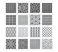 ECSiNG 16PCS Geometric Stencils Painting Templates Set for Scrapbooking Tile Furniture Wall Floor Decor Craft Drawing DIY Art Supplies 20x20cm