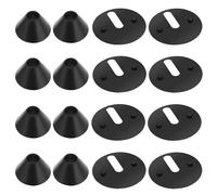 ECSiNG 16pcs Toilet Hinge Base Plate Washer Pad Sets for Toilet Seat Hinge Fitting Rubber Washer Replacement Non-Slip Toilet Hinge Fixings 40mm Washers M8 Conical Pad Black