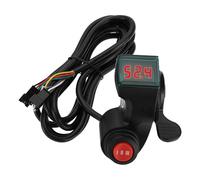 ECSiNG 1pc Electric Bicycle Handle Speed Control Switch 3 Speed Adjustment Ebike Throttle Switch LCD Display Voltage SM Terminal Connector1.8M for 12V-99V Electric Scooter/E-Bike (Red Screen)