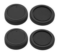 ECSiNG 2 Sets Body Cap Lens Rear Cover Cap Replacement Kits Compatible with Olympus OM Mount Lens Cameras Protective Dust Covers Caps Black