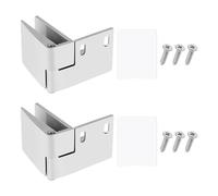 ECSiNG 2 Sets of Glass Door Hinge Embedded Side Mounted Glass Door Hinge Display Cabinet Door Wine Cabinet Door Hinge Replacement Parts with Mounting Screws and Pads, Silver