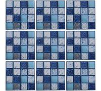 ECSiNG 20PCS Mosaic Tile Stickers Self-Adhesive Wallpaper PVC Waterproof Moisture Proof Wall Decals for Bathroom Kitchen Wall Door Furniture 10x10cm Blue
