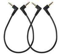 ECSiNG 2PCS 3.5mm Audio Cable 3.5mm Male to 3.5mm Male Stereo Cable 30cm Right Angle Gold-Plated Jack Cable 4 Pole for Headphone Microphone Tablet Speaker
