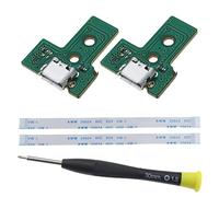 ECSiNG 2PCS Interface Board JDS-030 and 12 Pin Ribbon Cable Compatible with PS4 Pro/Slim Wireless Controller Replacement Charging Port Assembly