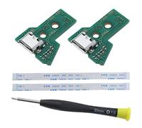 ECSiNG 2PCS Interface Board JDS-055 and 12 Pin Ribbon Cable Compatible with PS4 Pro/Slim Wireless Controller Replacement Charging Port Assembly