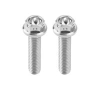 ECSiNG 2pcs M6x25mm Flanged Hexagon Head Bolts Titanium Hex Fully Threaded Bolt Drilled Bolts for Sports Bikes and Karts Lock Wire Silver