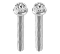 ECSiNG 2pcs M6x40mm Flanged Hexagon Head Bolts Titanium Hex Fully Threaded Bolt Drilled Bolts for Sports Bikes and Karts Lock Wire Silver