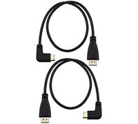 ECSiNG 2PCS Mini HDMI to HDMI Cable 50cm Mini HDMI Male 90 Degree Left and Right to HDMI Male Cable for Camera Video Card Laptop Tablet HDTV Monitor Projector