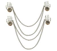 ECSiNG 2Pcs Skull Chain Collar Pin Horror Skeleton Brooch Pin Halloween Gifts for Boyfriend Boys Men Friends for Party Wearing,Bronze