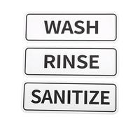 ECSiNG 3pcs Wash Rinse Sanitize Sign 150x50mm Self-Adhesive Waterproof Aluminum Sign for Offices Restaurant Kitchen Sinks