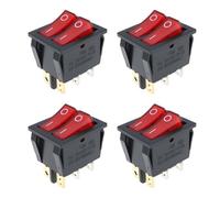 ECSiNG 4x Dual On-Off Rectangle Rocker Switch Red LED 230V 16A for Applications Where 2 Circuits Need to be Switched Independantly