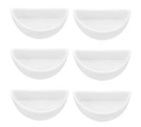 ECSiNG 6PCS Hermit Crab Mini Ceramic Dish 4.21x2x1.05cm Semicircle Shape Reptile Food Bowl for Spider Hermit Crab Tarantula Millipede White