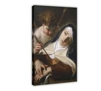 Ecstasy of St Teresa by Pompeo Batoni -wall Art Float Effect Framed Canvas Print Home Bedroom Decor Canvas Poster Wall Art Decor Print Picture Paintings for Living Room Bedroom Decoration 24x36inch(60