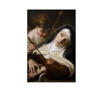 Ecstasy of St Teresa by Pompeo Batoni -wall Art Float Effect Framed Canvas Print Home Bedroom Decor Canvas Poster Wall Art Decor Print Picture Paintings for Living Room Bedroom Decoration 08x12inch(20