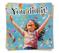 Ecstatic Well Done Congratulations Card For Loved One - Little Girl, Celebration, Confetti - You Did It - For Daughter, Sister, Granddaughter, Goddaughter