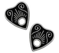 Ectogasm Ouija Board Planchette Collar Enamel Pin Set of 2 - Black and Silver - Gothic Witchy Fashion, Goth Aesthetic Style Occult Horror Alternative Fashion - Accessories for Halloween Costume