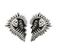 Ectogasm "Until Death" Punk Rock Broken Heart Halves Enamel Pin Set of 2 in Black and Silver - Romantic Alternative Fashion Gift for Goth Couples Anniversary and Valentine's Day