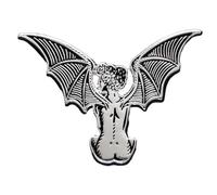 Ectogasm Winged Devil Woman Witchy Enamel Pin - Black, Silver - Divine Feminine Mystical Artwork Accessory Gothic Witchcore Style Goth Fashion