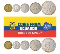 Ecuador 5 Mixed Coins | Ecuadorian Currency | Centavos | Sucres | Since 1988
