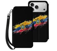 Ecuador Ecuadorian Flag National Emblem Wallet Case Compatible with iPhone 17 Air 17 Pro Max with Card Holder Wristband