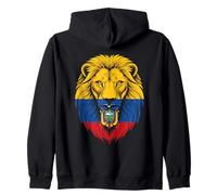 Ecuador Flag Colors Lion Head Zip Hoodie
