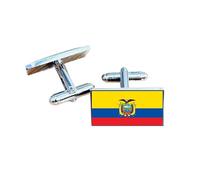 Ecuador Flag Cufflinks - Ecuadorian National Emblem Gift for Men | Yellow, Blue & Red Flag with Coat of Arms Design | Groomsmen Wedding Gift | Gift Box Included | Proud Ecuador Keepsake