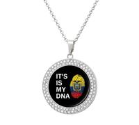 Ecuador It's Is My DNA Round Pendant Necklace Diamond Edging Brilliant Personalized Jewelry Gifts for Women Silver-style