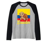 Ecuador Kawaii Turtle Ecuadorian Flag Raglan Baseball Tee