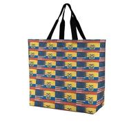 Ecuador U.S.A Flag Lightweight Large Shopping Bag with Inside Pocket Reusable Grocery Bags Foldable Shoulder Handbag