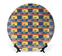 Ecuador U.S.A Flag Printed Ceramic Decorative Plate Chinese Style Bone Dish with Stand China Art Porcelain Plates