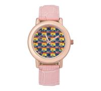 Ecuador U.S.A Flag Women Simplicity Watch with Leather Strap Easy Reader Ladies Wristwatch