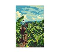 Ecuadorian Banana Farmer on Horse, Agricultural Canvas Poster Wall Art Decor Print Picture Paintings for Living Room Bedroom Decoration 20x30inch(50x75cm)