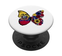 Ecuadorian Flag Pride Ecuador Roots Butterfly Women Girls PopSockets Adhesive PopGrip