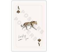 ECUASMR Trendy Ace of Hearts Posters - Iconic Playing Card Spades Poker Cheetah & Leopard Print Wall Art with 70s Vintage Vibe, Modern Black Bar Cart Decorations 12X16 in Unframed