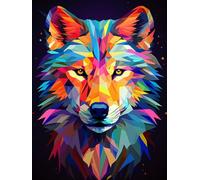ECUCU Cross Stitch Embroidery Kits for Adults Kids, Animal Wolf Color Painting Pattern,E,30 * 40cm Cross Stitch Kits 11 CT Stamped, DIY Needlework Easy Beginners