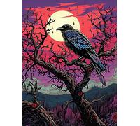 ECUCU Cross Stitch Embroidery Kits for Beginners Adults, Crow On Blacks Dead Branch,50 * 70cm, Stamped Cross Stitch Kits, Full Range of Embroidery Starter Kit, Tools Sewing Art Craft