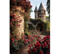 ECUCU Cross Stitch Kits for Adults, Ancient Rose Castle,A 11CT Printed Cross Stitch Kits,Stamped Embroidery Kits for Adults Wall Art Home Decoration